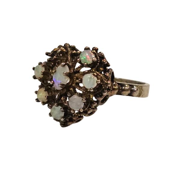 Opal Heart Ring Australian Opal & Gold-Plated Finish Sterling Silver - Picture 2 of 4